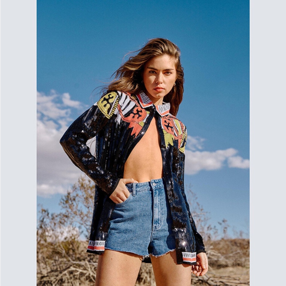 Nasty Gal Multicolor Sequin Patterned Blouse - Picture 3 of 9